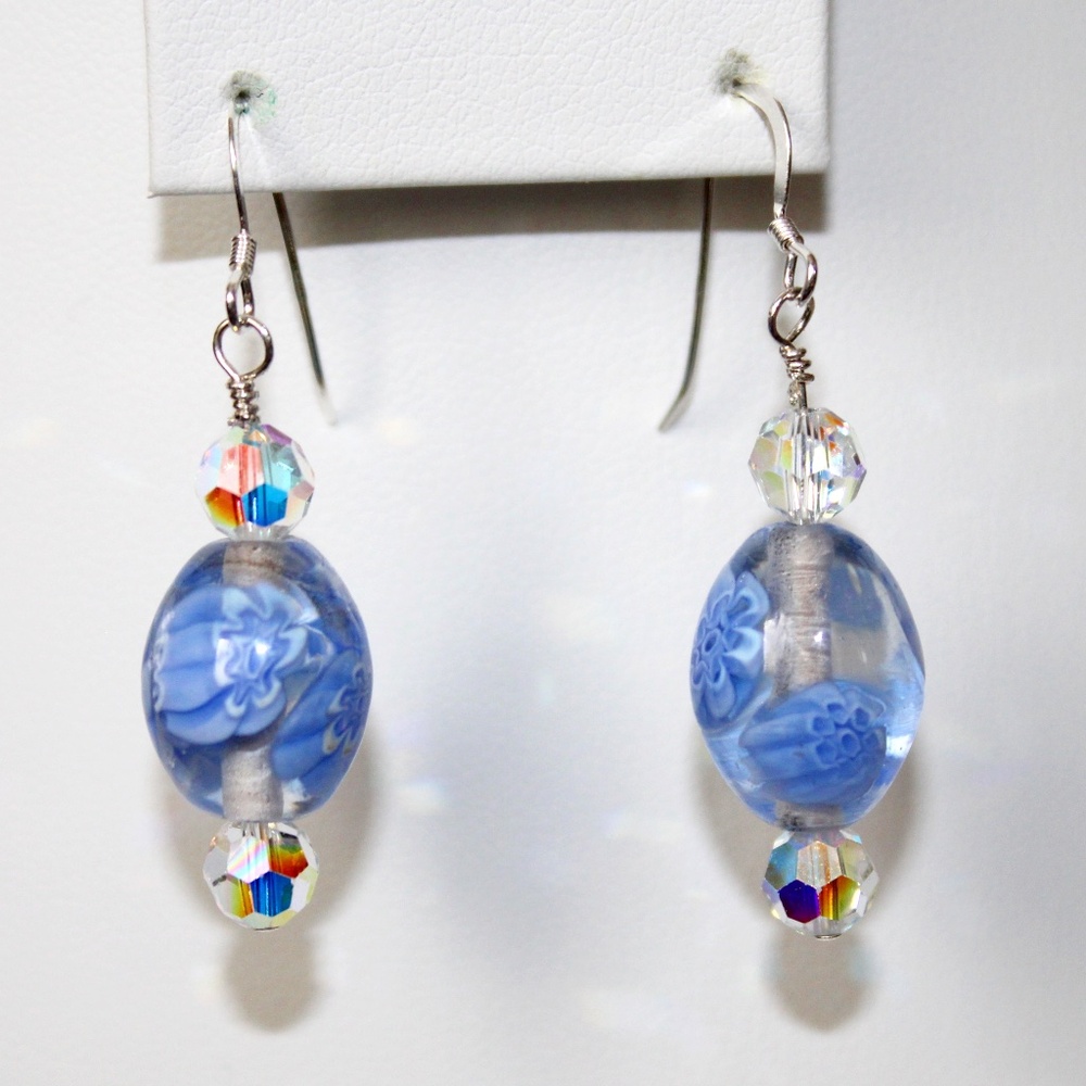 Lovely OOAK Artisan Drop Earrings with Glass Beads